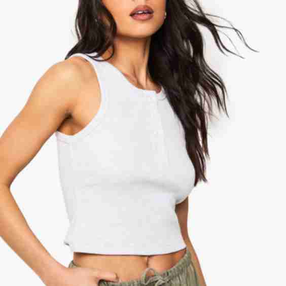 Button Detail Tank Vest Top
